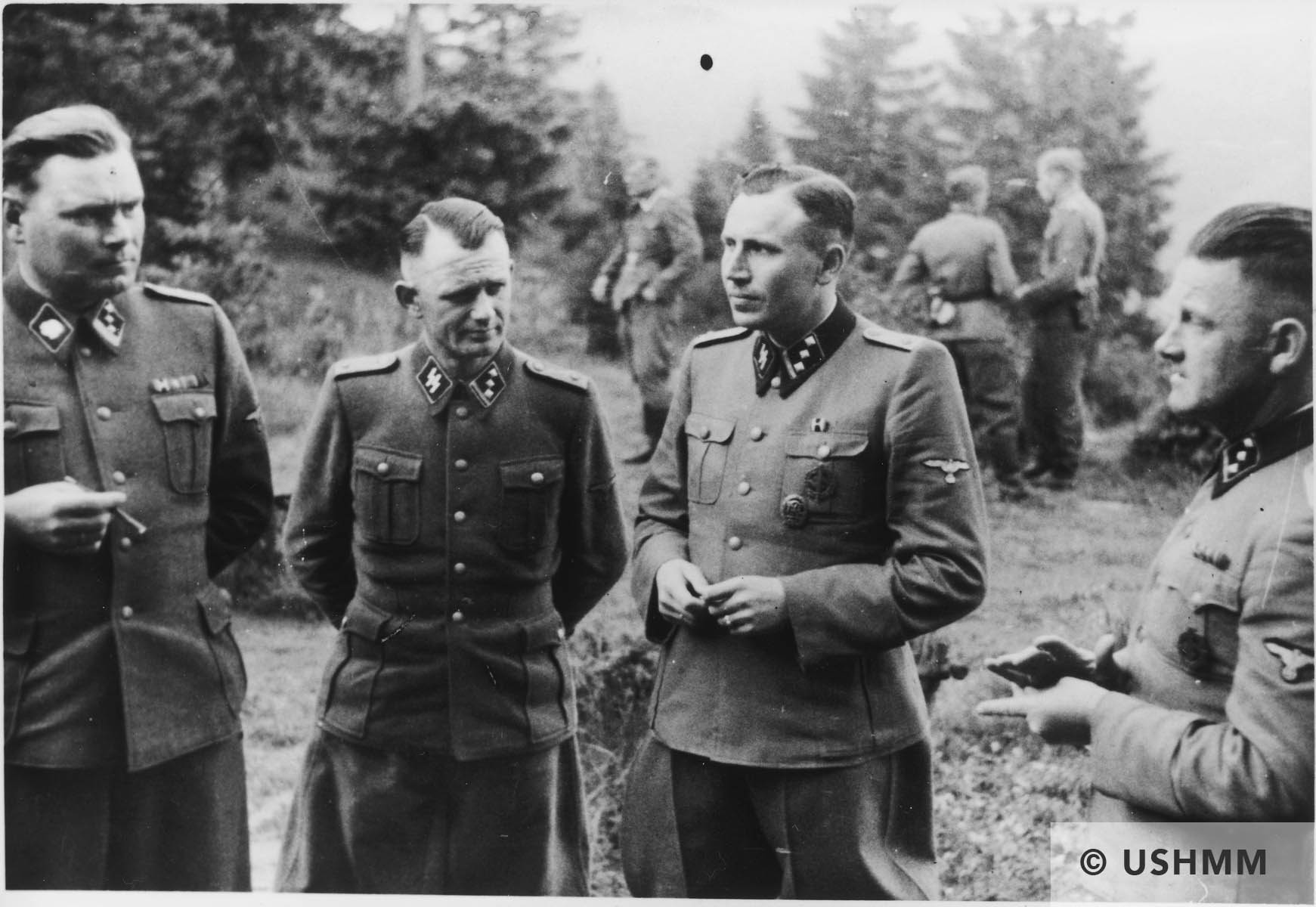 A group of SS officers gather at Solahütte. USHMM 34756 A group of SS officers gather at Solahütte. USHMM 34756