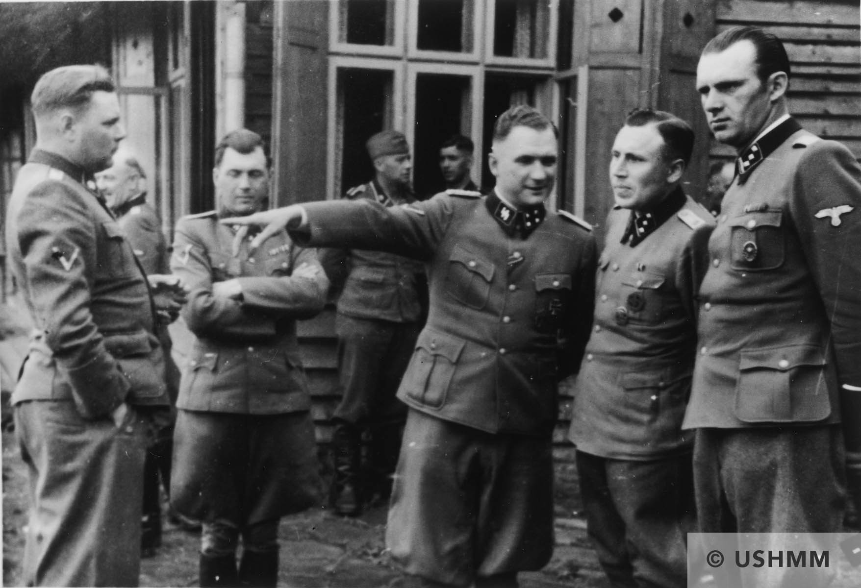 A group of SS officers gather at Solahütte. USHMM 34759 A group of SS officers gather at Solahütte. USHMM 34759